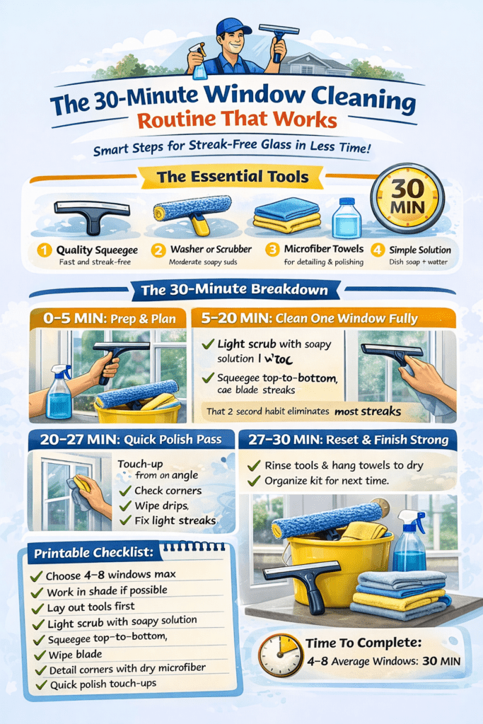 Infographic Breaking Down the 30-Minute Window Cleaning Routine