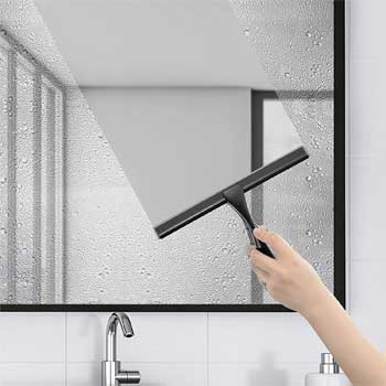 Cleaning Mirror with a Squeegee and Homemade Window Cleaner