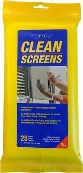 Disposable Clean Screens Moist Towelettes for Cleaning Dust and Pollen Off of Window Screens