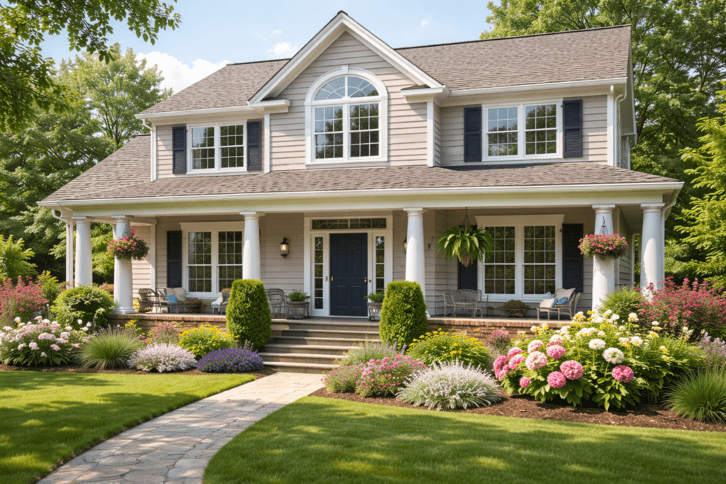 Suburban Home with Clean Windows and Nice Curb Appeal