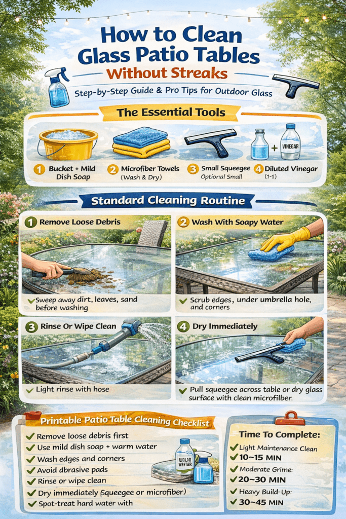 Infographic Explaining How to Clean Glass Patio Tables