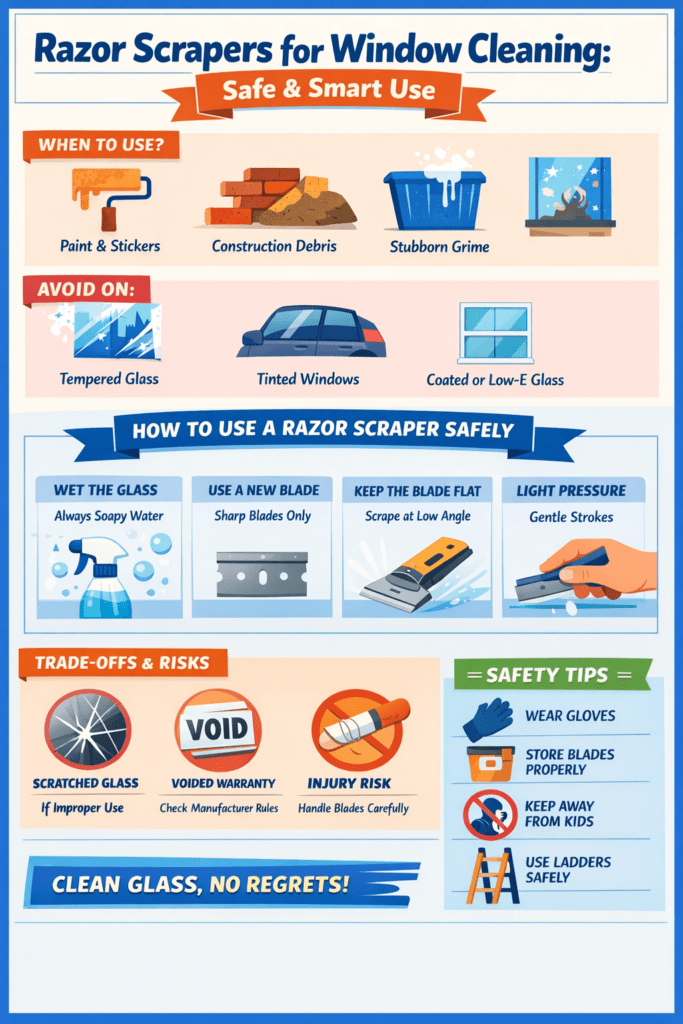 Infographic - The Right Way to Use Razor Scrapers for Window Cleaning