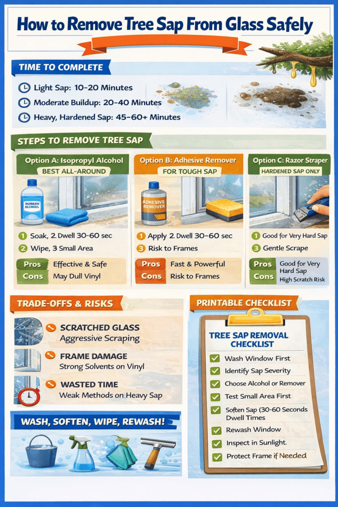 Infographic - How to Remove Tree Sap Safely from Glass